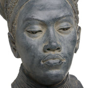 SET BUST AFRICAN 2/M GREY RESIN DECORATION 31 X 28 X 52 CM