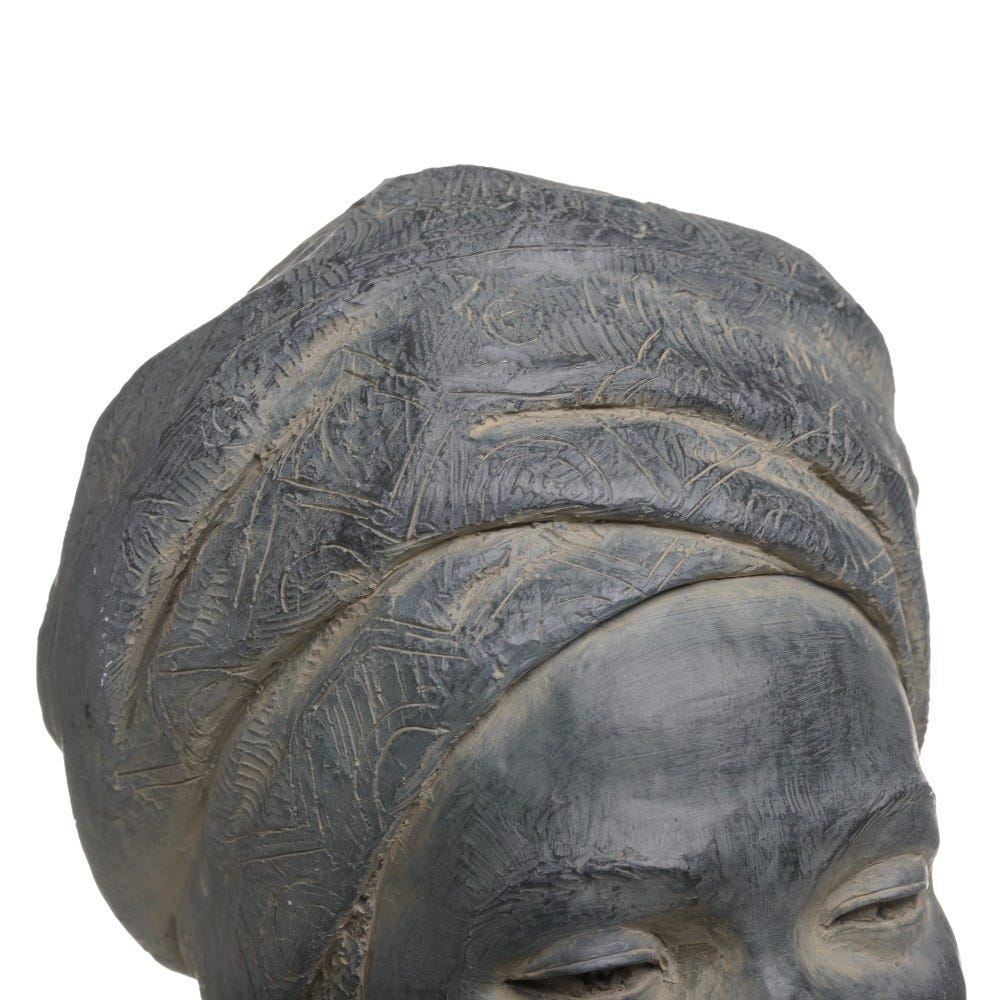 SET BUSTO AFRICANO 2/M DECORACIÓN RESINA GRIS 31 X 28 X 52 CM 