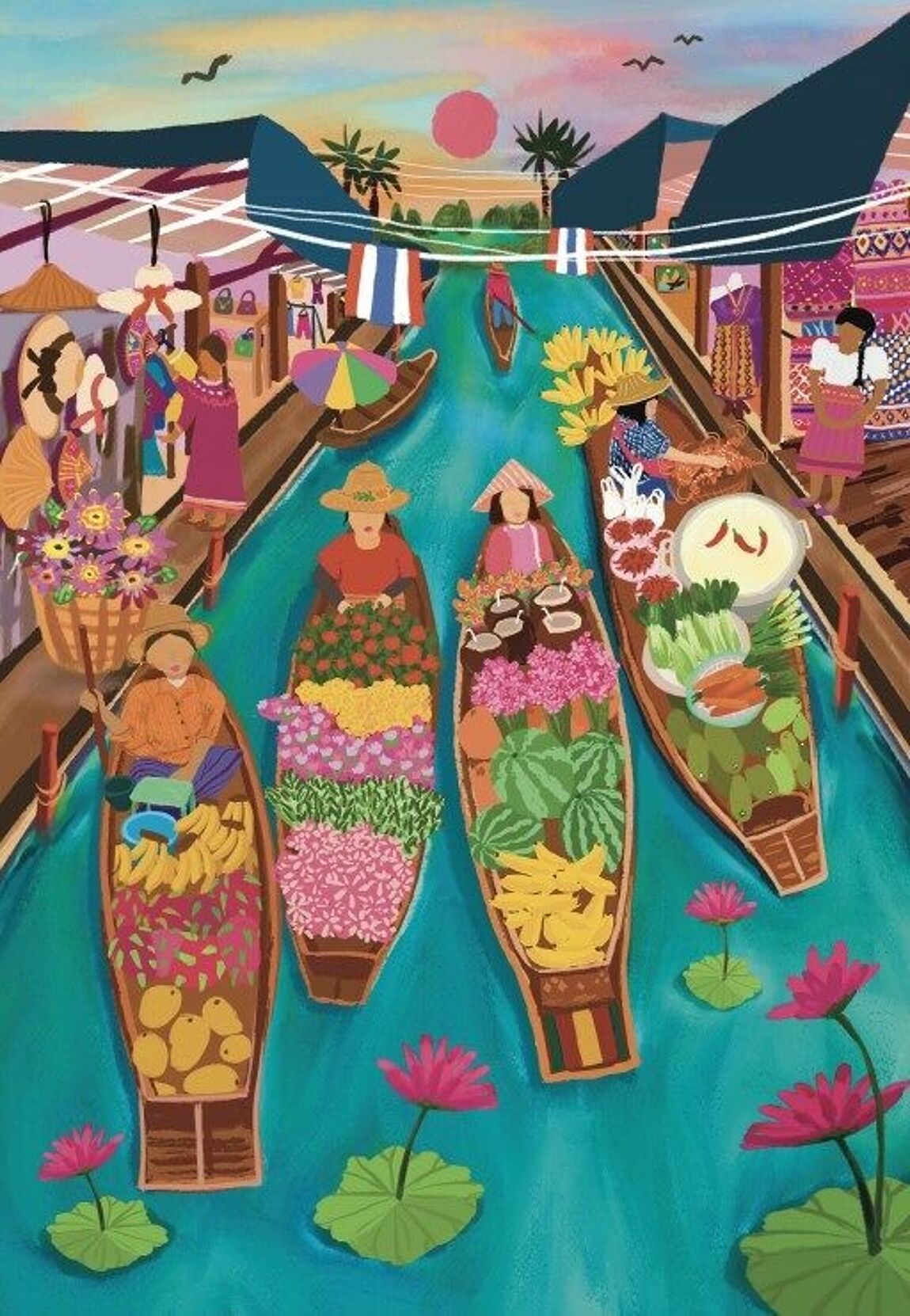 Puzzle - Floating Market Thailand  -  1000 pieces