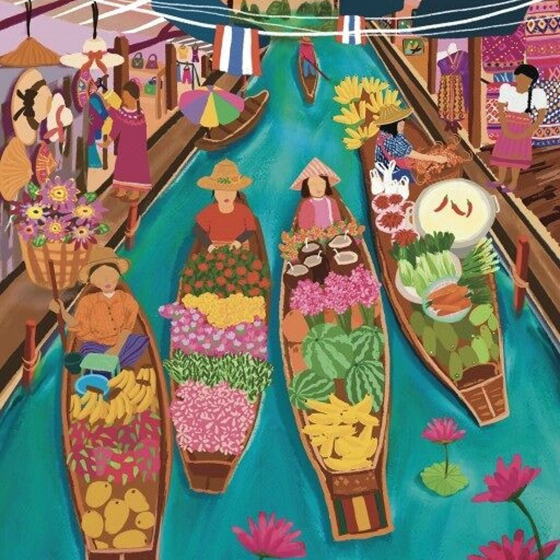 Puzzle - Floating Market Thailand  -  1000 pieces