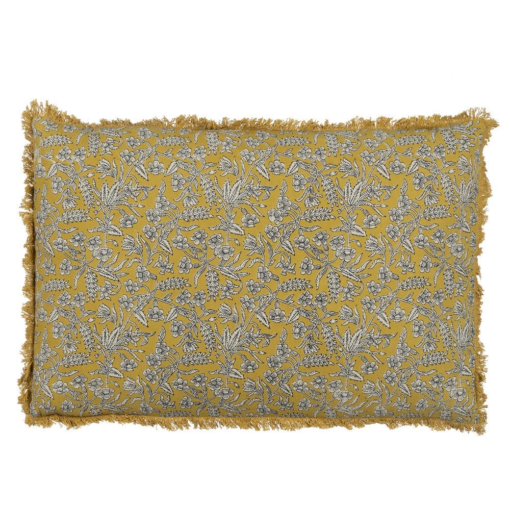 CUSHION BEIGE-MUSTARD 100% COTTON 60 X 40 CM