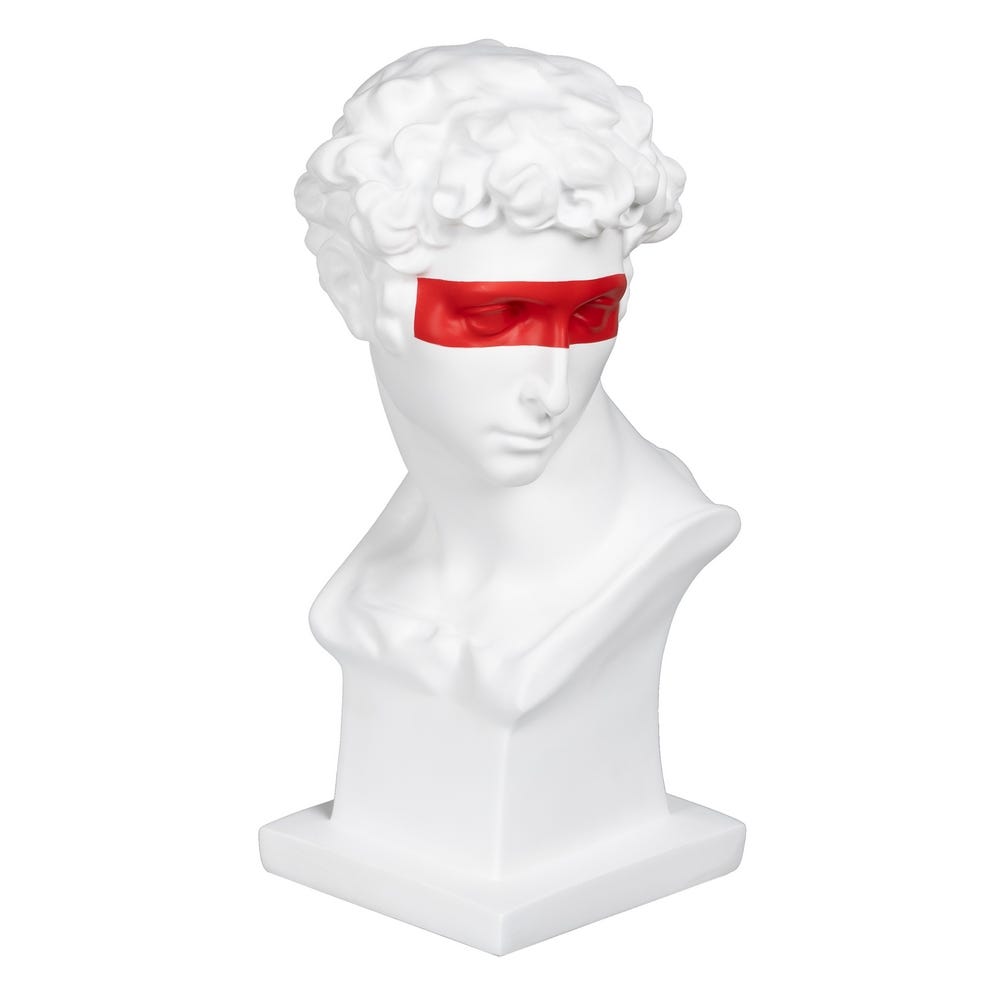 Roman Bust Statue with Red Mask