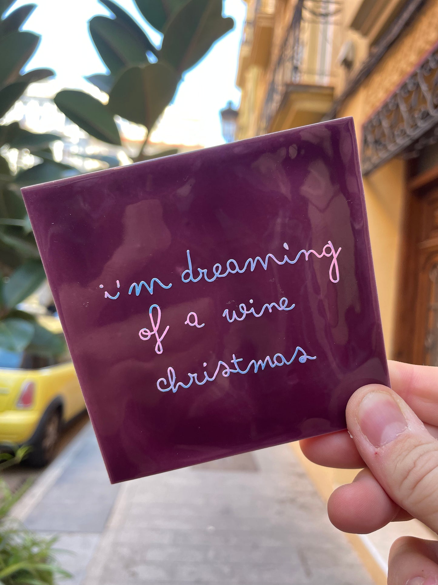 Tile with print - Wine Christmas