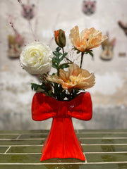 Valentine - Bow vase with artificial flowers